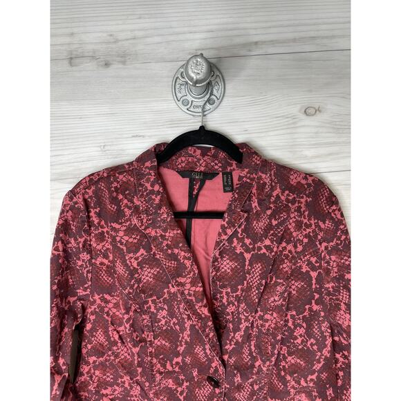 G.I.L.I. Blazer Womens 14 Pink Snakeskin One Button Stretch Animal Print - Picture 2 of 10